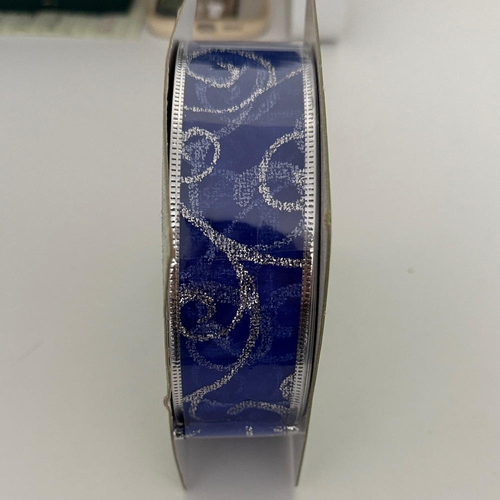 Celebrate It Blue and Silver Wired Ribbon